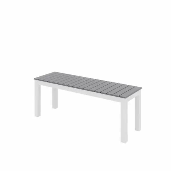 KFI Studios Ivy Outdoor Bench, White Frame, Grey Seat