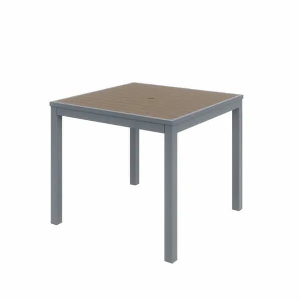 KFI Studios Ivy Square Outdoor Table, Silver Frame, Mocha Top