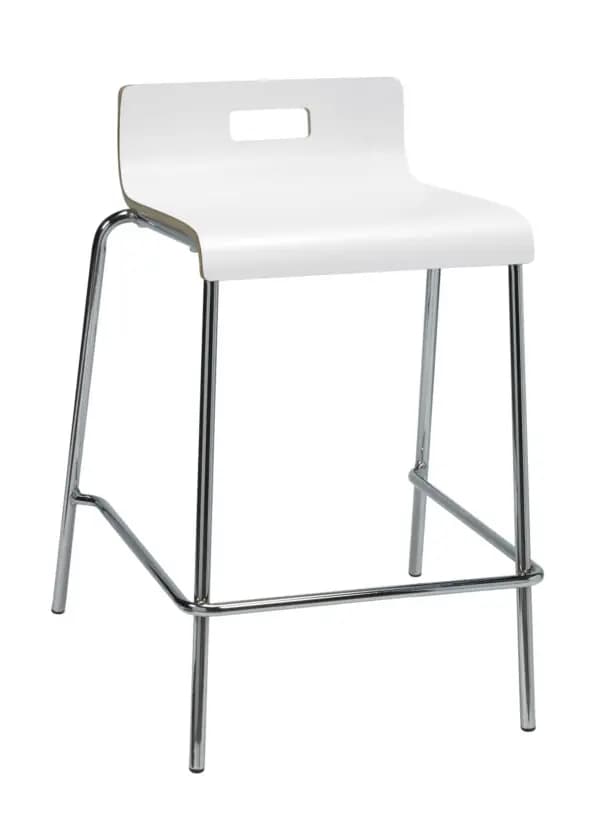 KFI Studios Jive Counter Height Stool, White Plywood Shell, Low Back