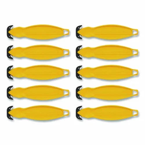 Klever Koncept™ Safety Cutter, Yellow Plastic Handle, 5.75", 10/Pack
