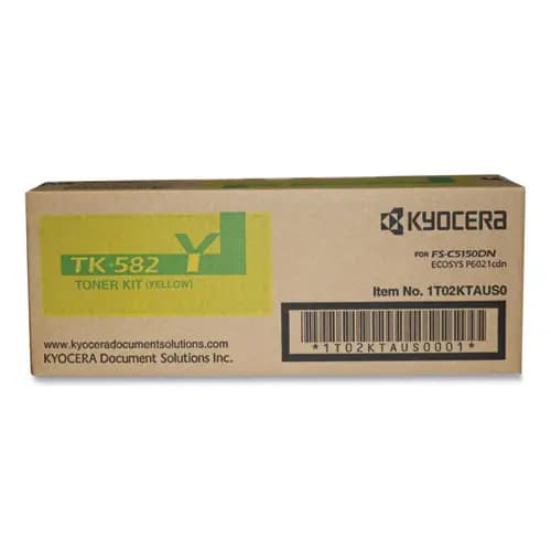 Kyocera TK582Y High-Yield Toner Cartridge, Yellow, 2,800 Page Yield