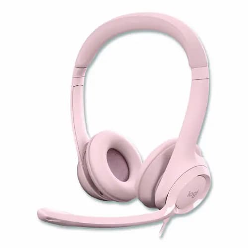 Logitech® H390 Binaural Over The Head Headset, Rose