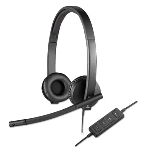 Logitech® H570e Binaural Over the Head Wired Headset, Black