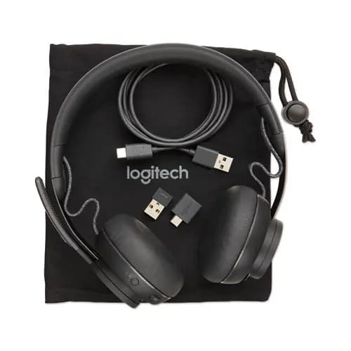 Logitech® Zone Wireless Plus UC Binaural Over The Head Headset, Black