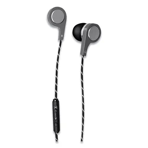 Maxell® Bass 13 Metallic Earbuds with Microphone, Silver, 4 ft Cord