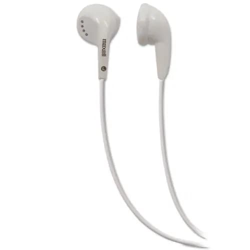 Maxell® EB-95 Stereo Earbuds, White, 4 ft Cord