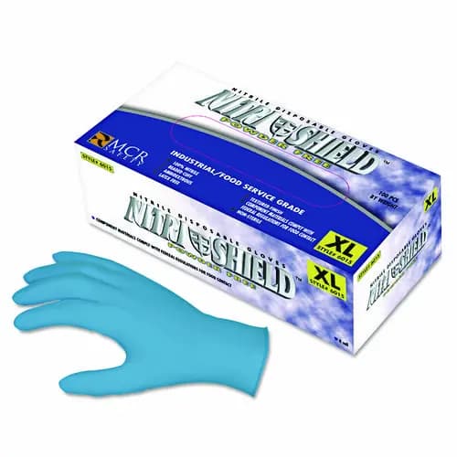 MCR™ Safety Disposable Nitrile Gloves, Large, 4 mil, Powder-Free, 100/Box
