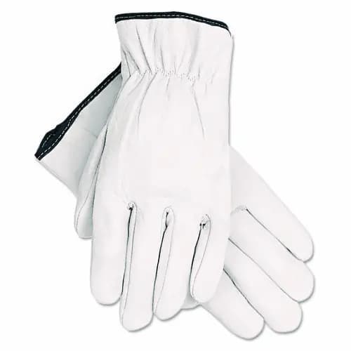 MCR™ Safety Grain Goatskin Driver Gloves, White, Large, 12 Pairs