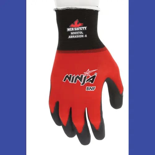 MCR™ Safety Ninja BNF N96970 Gloves, X-Large, Black/Red, Dozen