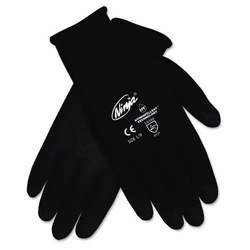 MCR™ Safety Ninja HPT PVC Coated Nylon Gloves, Medium, Black - 12 Pairs