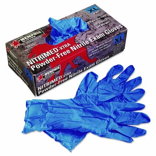 MCR™ Safety Nitri-Med Disposable Nitrile Gloves, Blue, X-Large, 100/Box