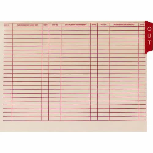 Medical Arts Press® End Tab Out Cards, 12.25 x 9.5, Manila/Red, 100/Box
