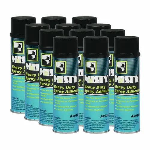 Misty® Heavy-Duty Adhesive Spray, 12 oz, Dries Clear, 12/Carton