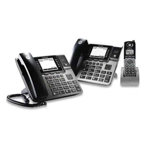 Motorola 4 Line Phone System Bundle, 1 Deskphone, 1 Cordless Handset
