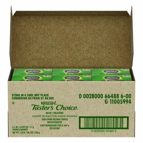 Nescafé® Taster's Choice Stick Pack, Decaf, 0.06 oz, 80/Box, 6 Boxes/Carton