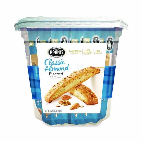 Nonni's® Biscotti, Classic Almond, 0.69 oz, 25 Pack, Individually Wrapped