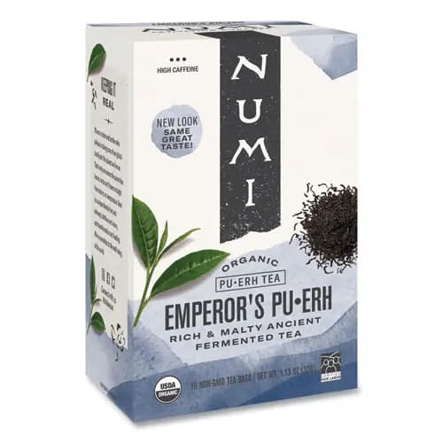 Numi® Organic Teas and Teasans, Emperor's Puerh, 16 Tea Bags, 0.125 oz Each