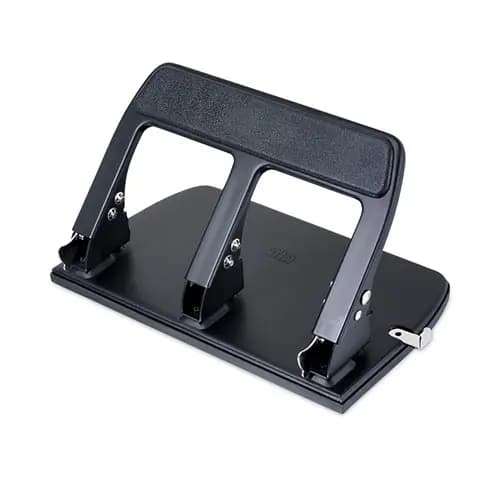 Officemate 40-Sheet Three-Hole Punch with Padded Handle, 9/32" Holes, Black