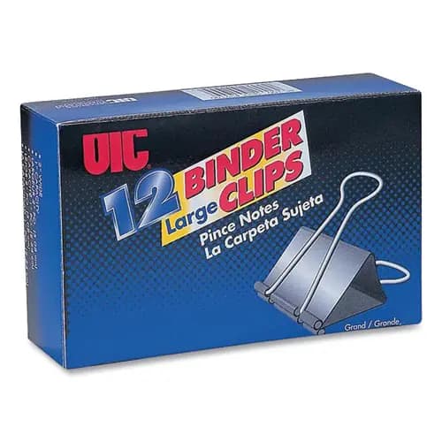 Officemate Binder Clips, Large, Black/Nickel, 12/Box
