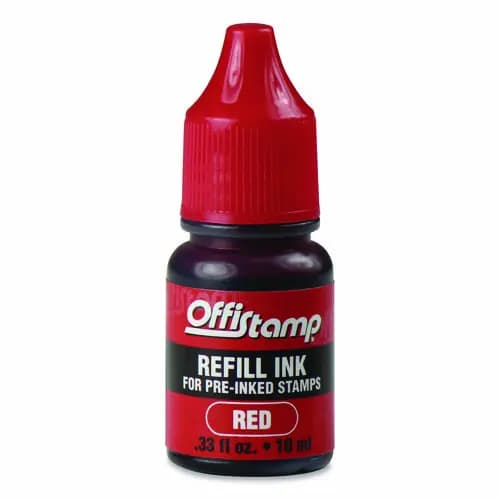 Offistamp® Refill Ink for Pre-Inked Stamps, Red, 0.33 oz