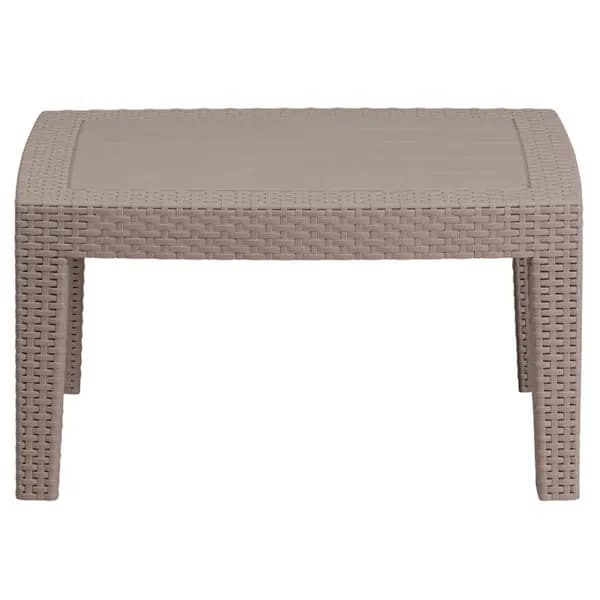 Outdoor Coffee Table – Faux Rattan – Light Gray