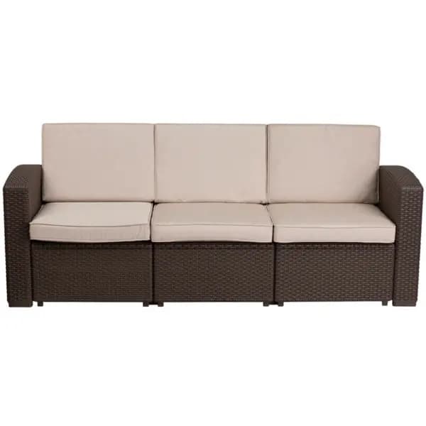 Outdoor Sofa – Faux Rattan – Chocolate Brown