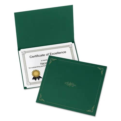 Oxford™ Certificate Holder, 11.25 x 8.75, Green, 5/Pack