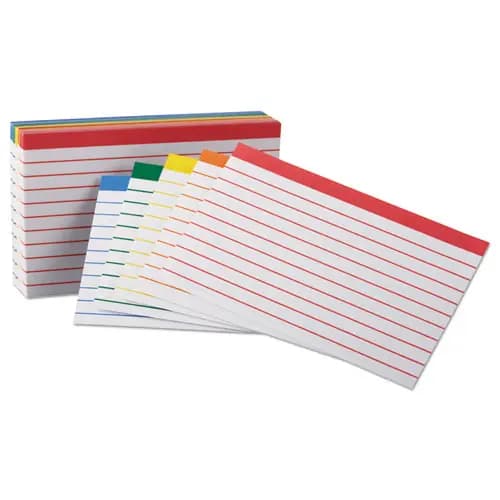 Oxford™ Color Coded Ruled Index Cards, 3 x 5, Assorted Colors, 100/Pack