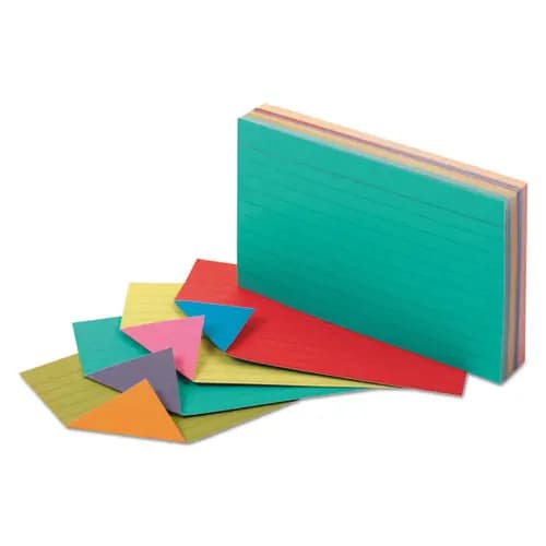 Oxford™ Extreme Index Cards, Ruled, 3 x 5, Assorted, 100/Pack