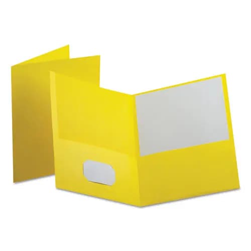 Oxford™ Leatherette Two Pocket Portfolio, Yellow, 8.5 x 11, 10/Pack