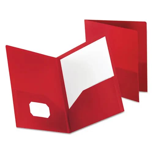 Oxford™ Poly Twin-Pocket Folder, Opaque Red, 100-Sheet Capacity, 11 x 8.5