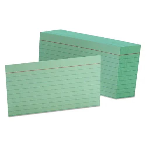 Oxford™ Ruled Index Cards, 3 x 5, Green, 100/Pack