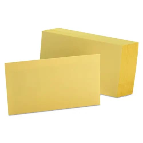 Oxford™ Unruled Index Cards, 3 x 5, Canary, 100/Pack