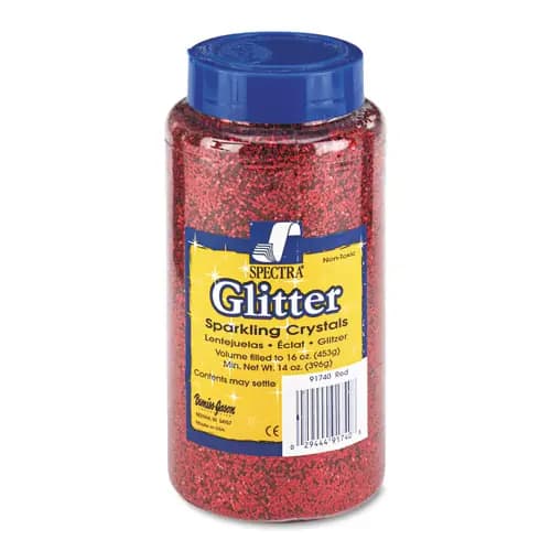 Pacon® Spectra Glitter, 0.04 Hexagon Crystals, Red, 16 oz Shaker-Top Jar