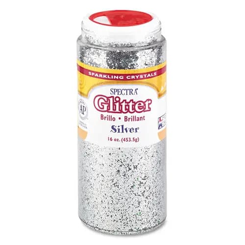 Pacon® Spectra Glitter, 0.04 Hexagon Crystals, Silver, 16 oz Shaker-Top Jar