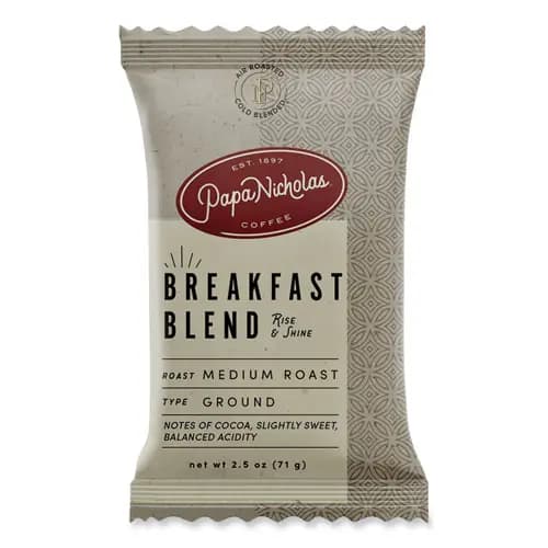 PapaNicholas® Coffee Premium Coffee, Breakfast Blend, 18/Carton