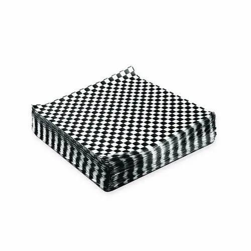 Paterson Grease-Resistant Food Wrap, Black Check, 12" x 12", 5,000/Carton