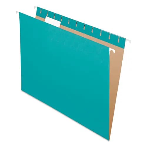 Pendaflex® Colored Hanging Folders, Letter Size, 1/5-Cut Tabs, Aqua, 25/Box