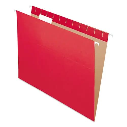 Pendaflex® Colored Hanging Folders, Letter Size, 1/5-Cut Tabs, Red, 25/Box