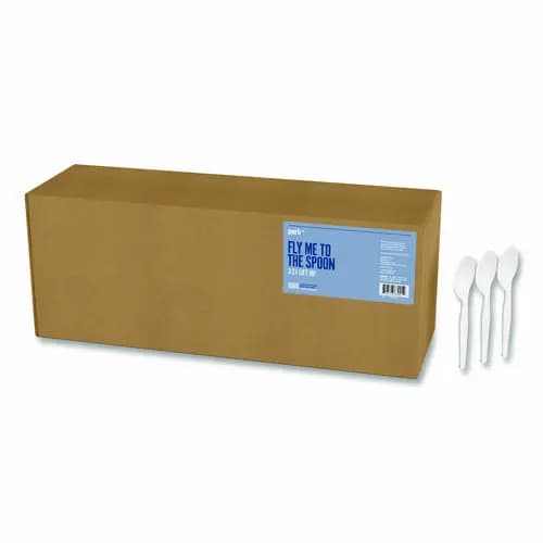 Perk™ Mediumweight Plastic Cutlery, Spoon, White, 1,000/Pack
