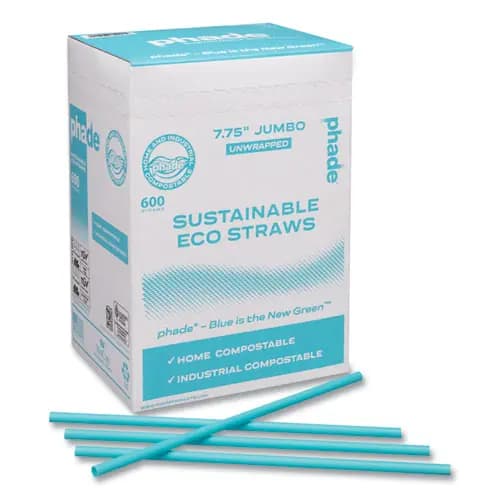 phade™ Marine Biodegradable Straws, 7.75", Ocean Blue, 6,000/Carton