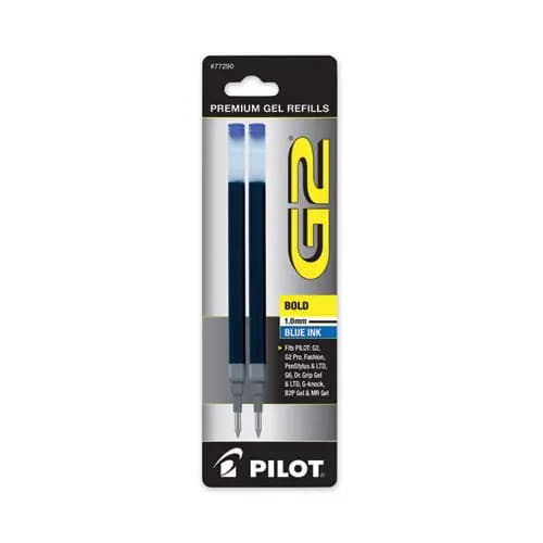 Pilot® Refill for Pilot G2 Gel Ink Pens, Bold Conical Tip, Blue Ink, 2/Pack
