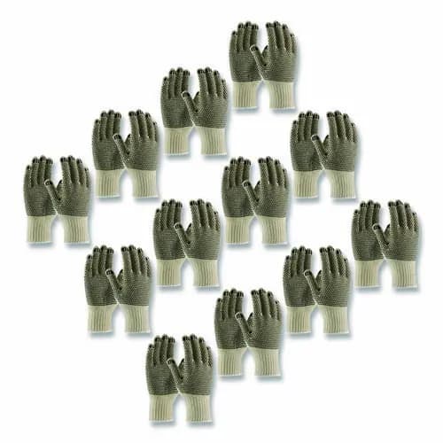 PIP PVC-Dotted Cotton/Polyester Work Gloves, Large, Gray/Black, 12 Pairs