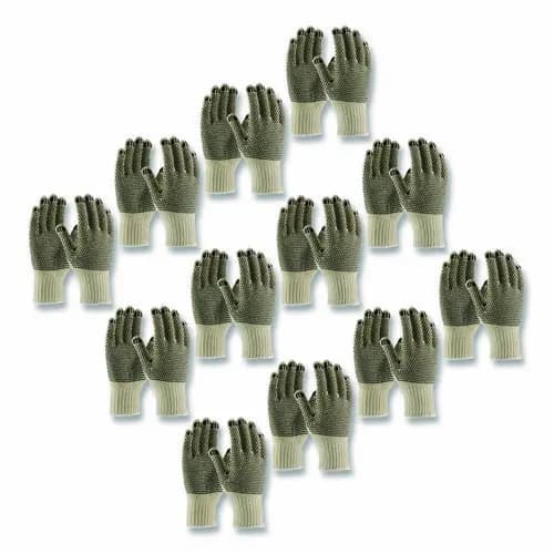PIP PVC-Dotted Cotton/Polyester Work Gloves, Small, Gray/Black, 12 Pairs