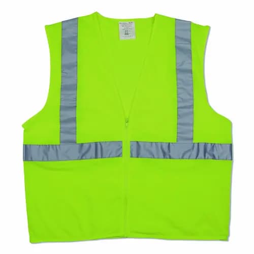 PIP Zipper Safety Vest, Large, Hi-Viz Lime Yellow