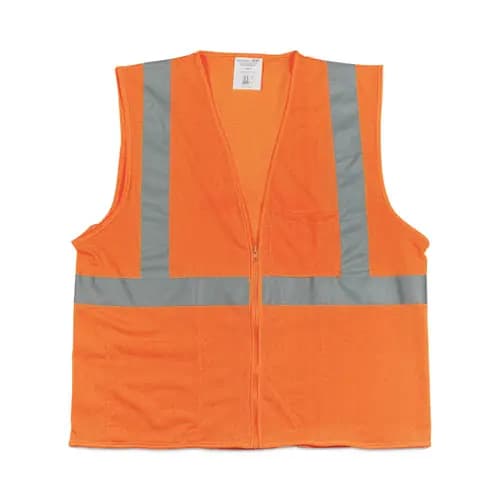 PIP Zipper Safety Vest, Large, Hi-Viz Orange
