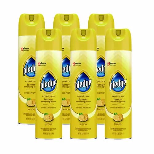 Pledge® Furniture Polish, Lemon, 9.7 oz Aerosol Spray, 6/Carton