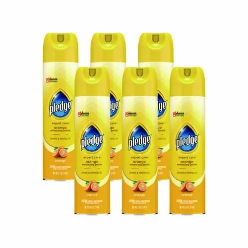 Pledge® Furniture Polish, Orange, 9.7 oz Aerosol Spray, 6/Carton