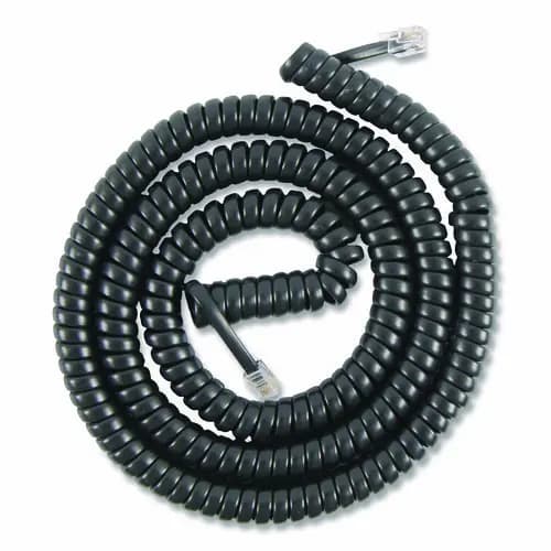 Power Gear Coiled Phone Cord, Plug/Plug, 12 ft, Black