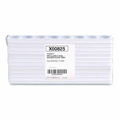 Prang® Refillable Oval Watercolor Tray, White, 12/Pack
